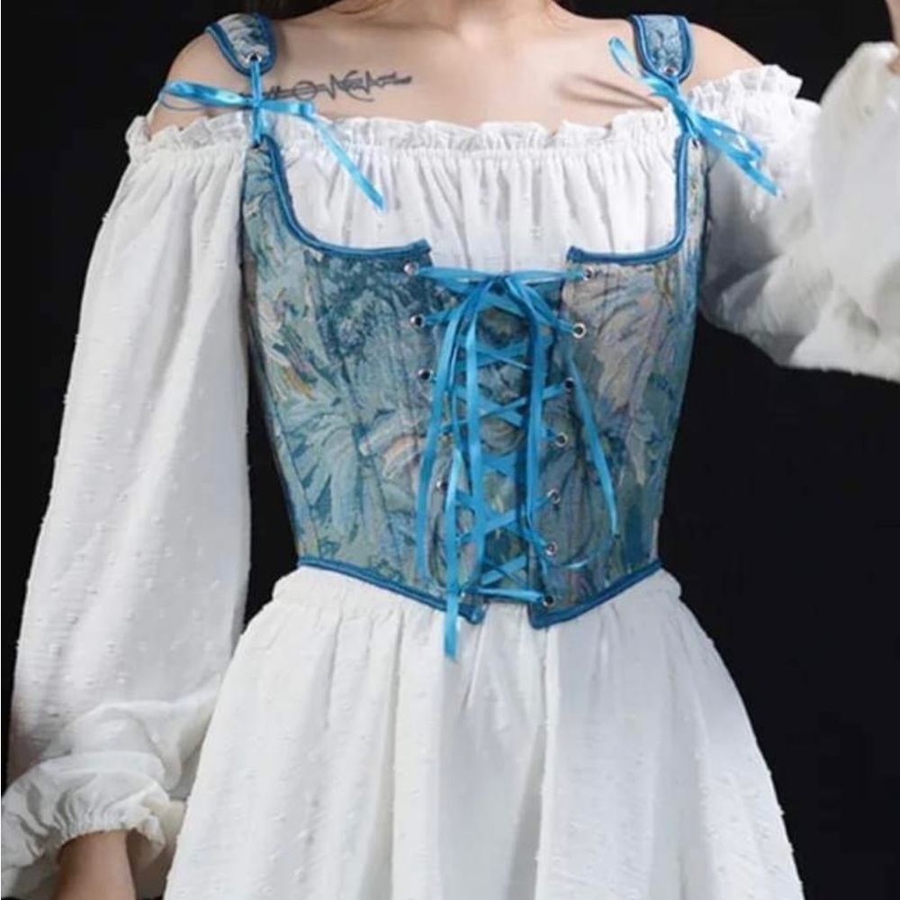 Blue floral renaissance corset
